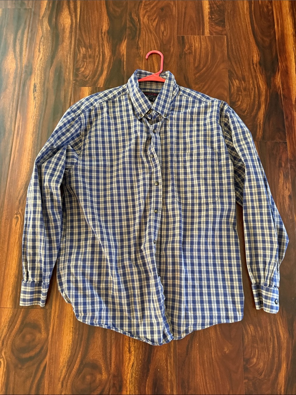 Preswick & Moore Blue and White Plaid Button-Down Shirt